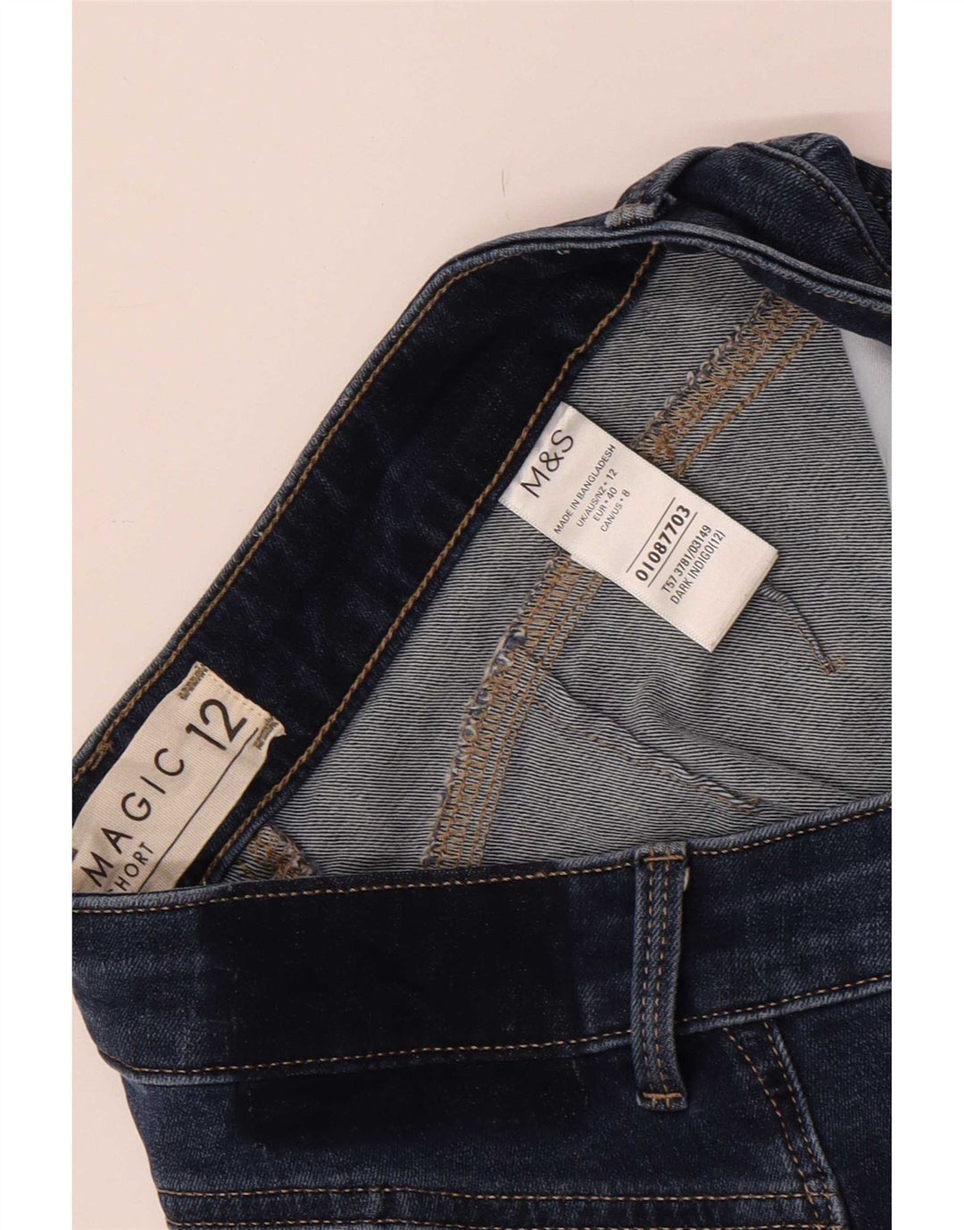 Marks & Spencer Pantaloni scurți Magic Denim pentru femei UK 12 Medium W28 Bleumarin