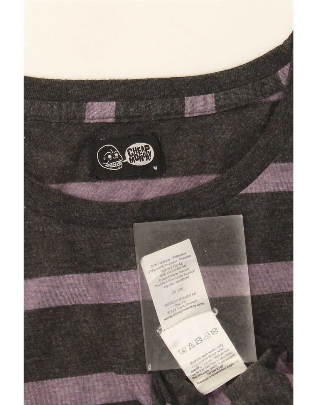 Tricou ieftin pentru bărbați de luni Top Mediu Gri poliester cu dungi