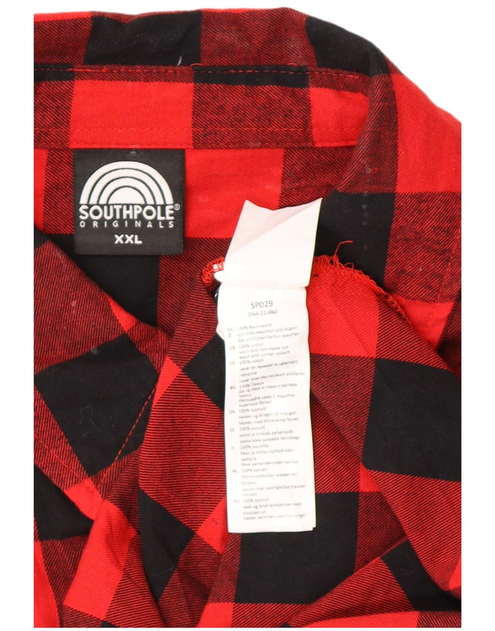 Cămașă de flanel pentru bărbați SOUTHPOLE 2XL, bumbac vichy roșu