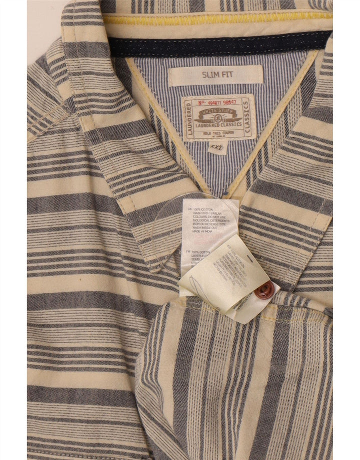 Cămașă Slim Fit pentru bărbați White Stuff 2XL, bumbac cu dungi bej