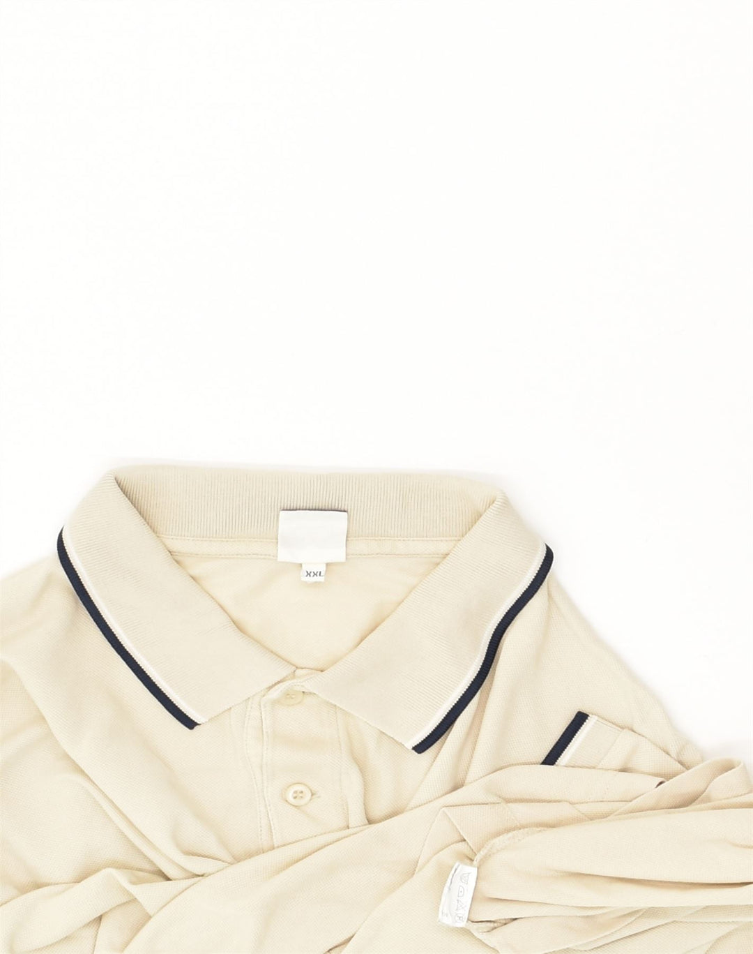 VINTAGE Mens Polo Shirt 2XL Beige Cotton | Vintage Vintage | Thrift | Second-Hand Vintage | Used Clothing | Messina Hembry 