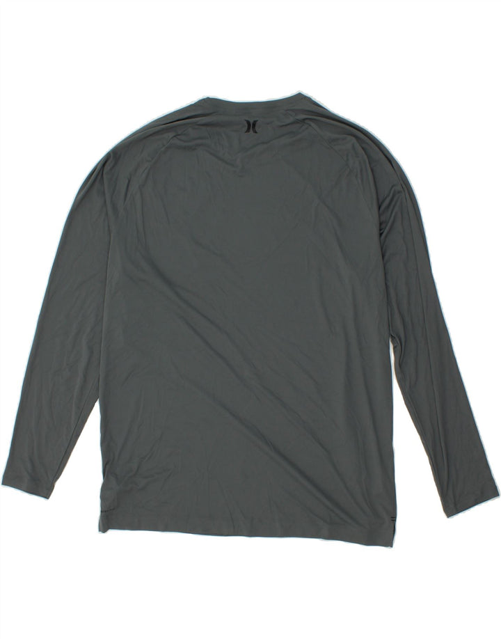 HURLEY Mens Top Long Sleeve 2XL Grey Polyester Vintage Hurley and Second-Hand Hurley from Messina Hembry 