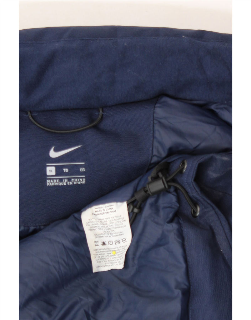 NIKE Mens Hooded Padded Jacket UK 42 XL Navy Blue Polyester Vintage Nike and Second-Hand Nike from Messina Hembry 