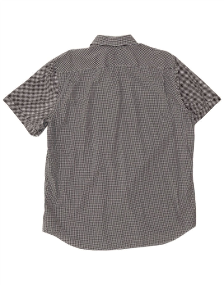 Cămașă cu mânecă scurtă pentru bărbați LACOSTE Mărimea 44 17 1/2 XL Negru Gingham