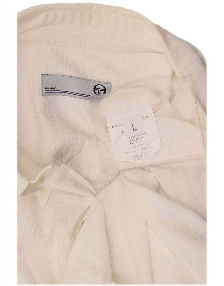 Cămașă pentru bărbați Sergio Tacchini, mare, albă, din bumbac, clasică