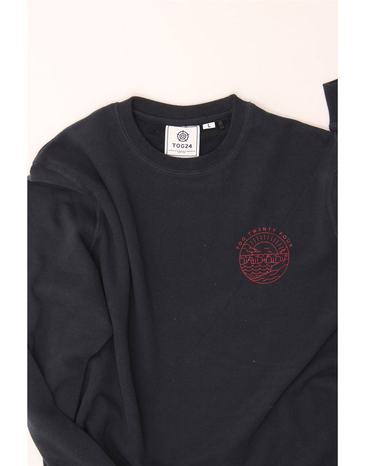 TOG 24 Mens Sweatshirt Jumper Large Navy Blue Cotton Vintage Tog 24 and Second-Hand Tog 24 from Messina Hembry 