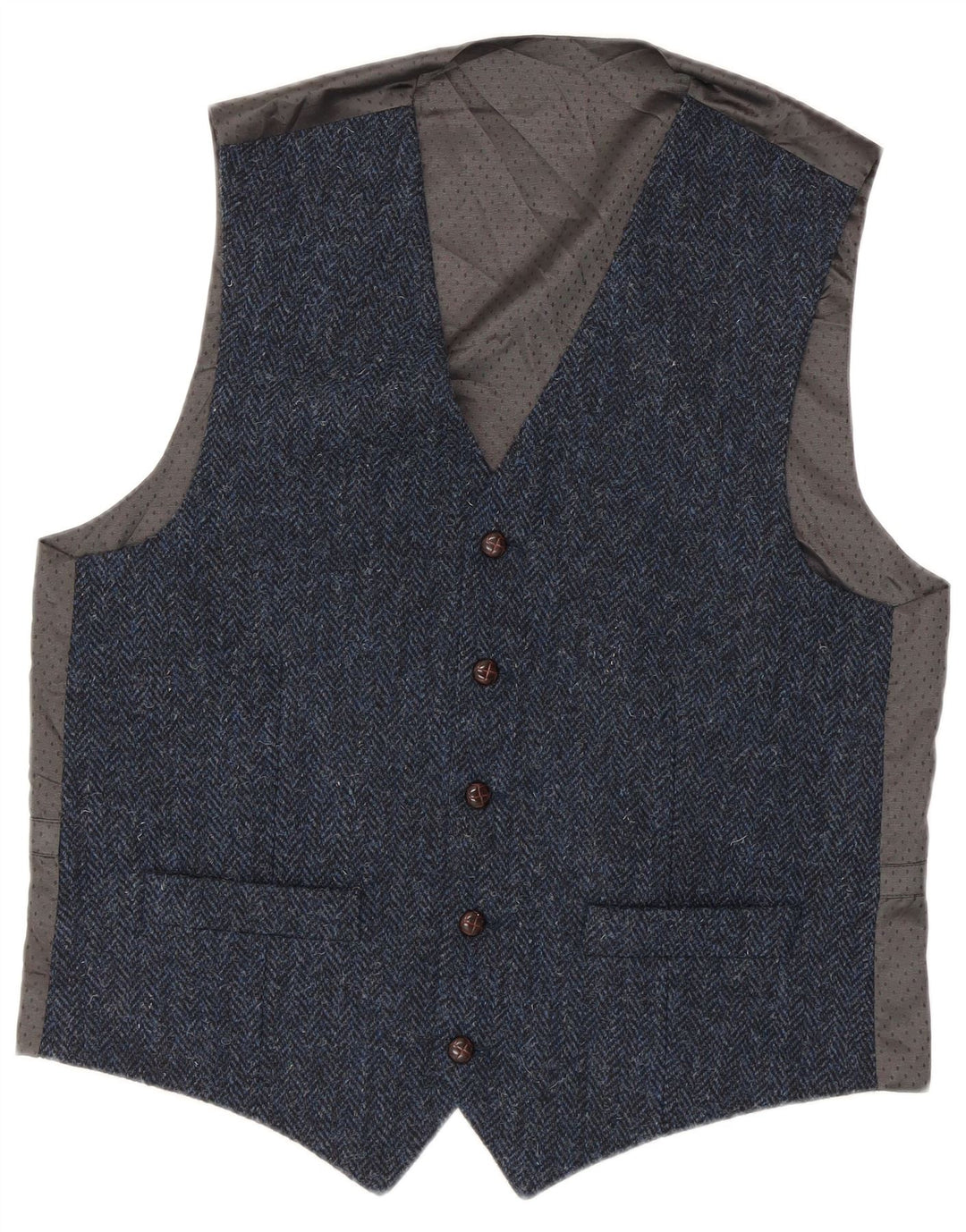 Giletă pentru bărbați Harris Tweed, lână nouă, albastră, în spinare