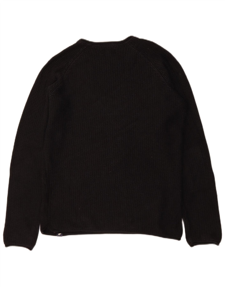 Pulover Jack & Jones pentru bărbați cu gât roșu, bumbac mediu negru
