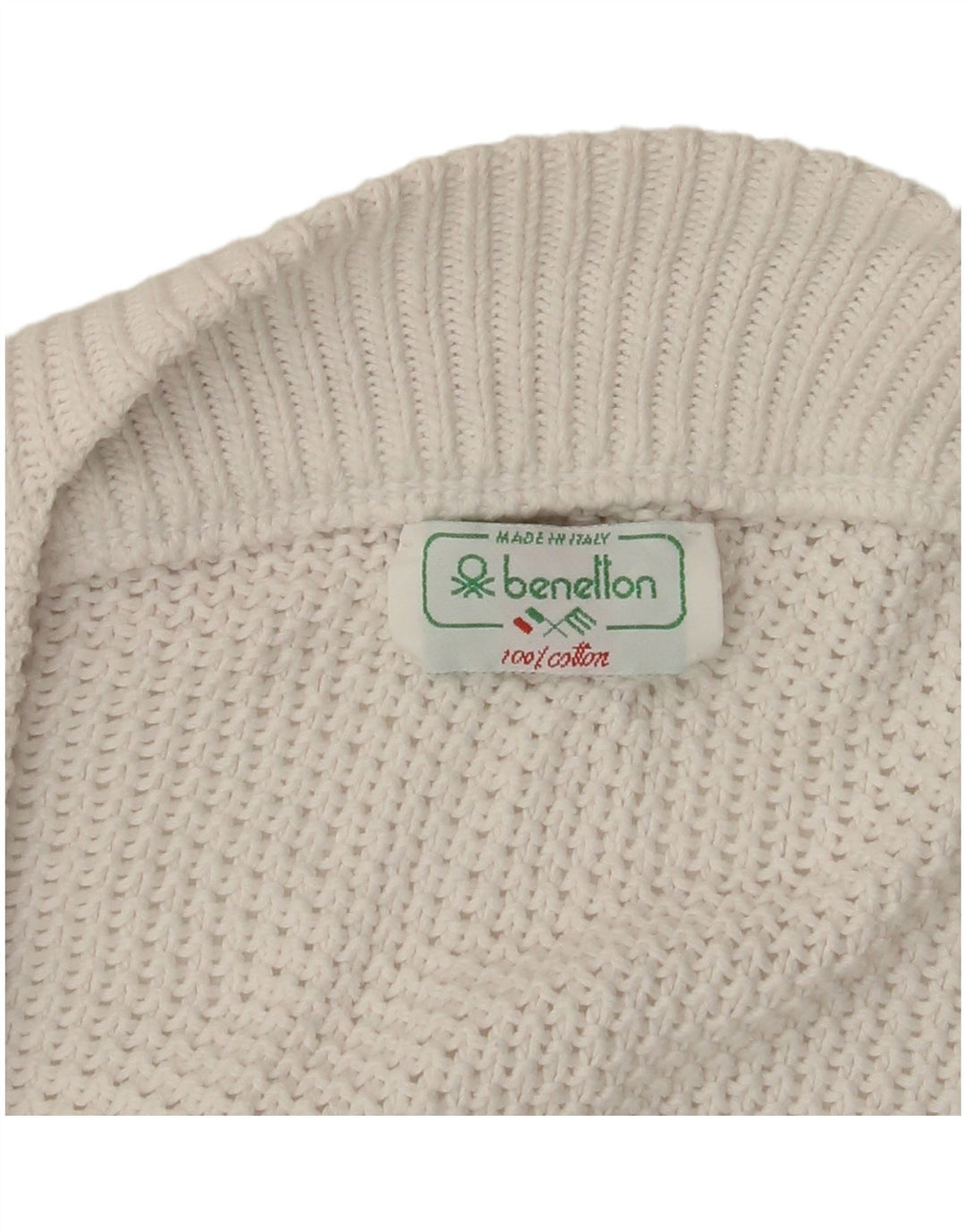 Pulover cardigan pentru femei BENETTON UK 10 Bumbac alb mic