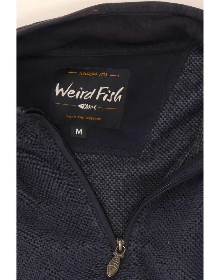 WEIRD FISH Mens Zip Neck Sweatshirt Jumper Medium Navy Blue Polyester Vintage Weird Fish and Second-Hand Weird Fish from Messina Hembry 