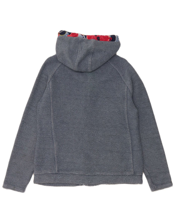 Weird Fish Womens Zip Hoodie Sweater UK 12 Medium Blue Cotton