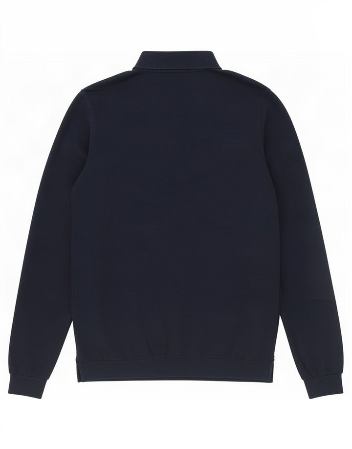 Pulover Massimo Dutti pentru bărbați, cu gât polo, bumbac mic, albastru bleumarin