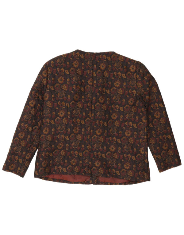 Blazer Vintage pentru femei cu 5 nasturi, UK 16, mare, maro, floral