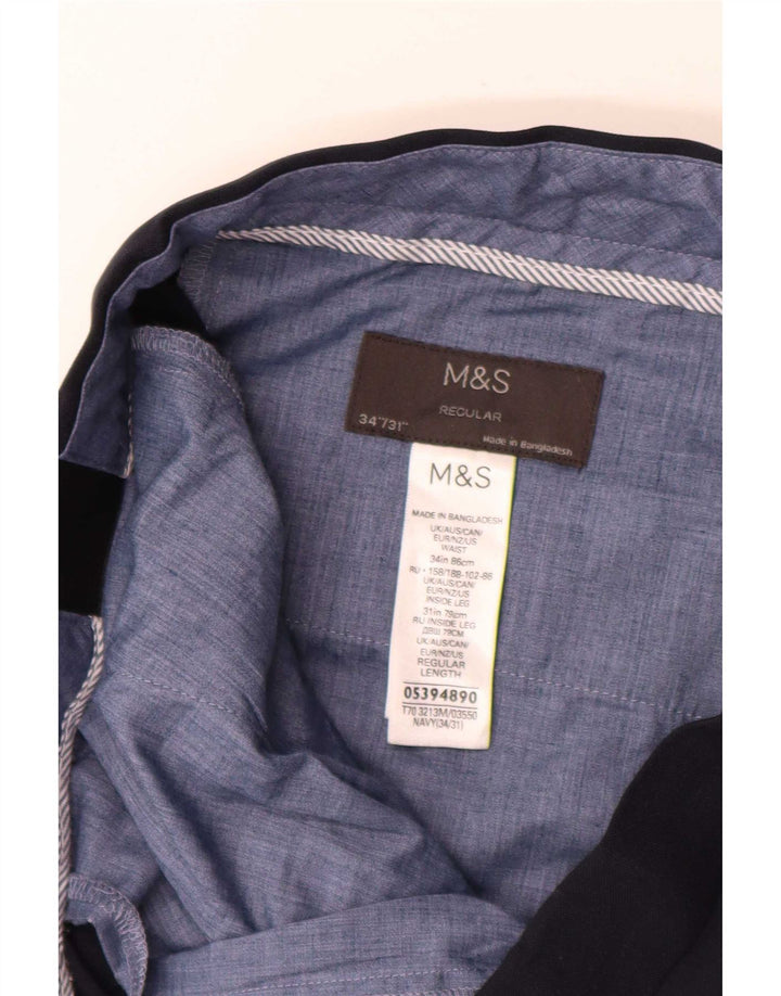 Pantaloni chino obișnuiți pentru bărbați Marks & Spencer L34 L31 Poliester bleumarin