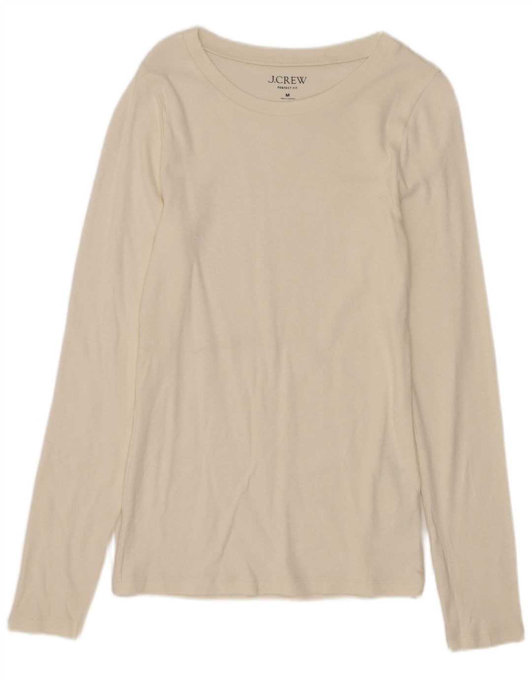Top pentru femei J. Crew Perfect Fit cu mânecă lungă UK 12 Bumbac alb mediu