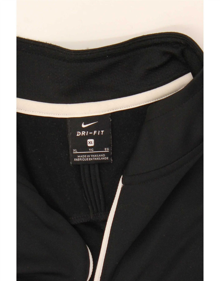 Top de trening Nike pentru bărbați Dri Fit, cu fermoar și gât, XL, negru, color block