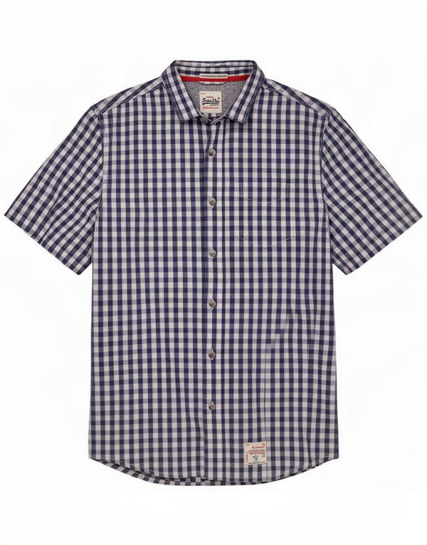Superdry Cămașă cu mânecă scurtă pentru bărbați XL bleumarin, bumbac vichy