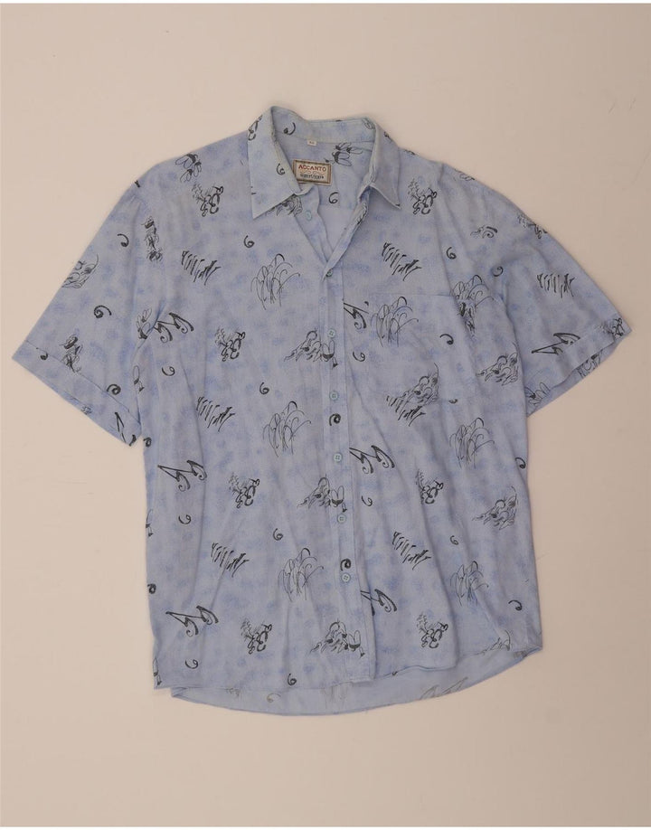 ACCANTO Mens Abstract Pattern Short Sleeve Shirt Size 40 Medium Blue Vintage Accanto and Second-Hand Accanto from Messina Hembry 