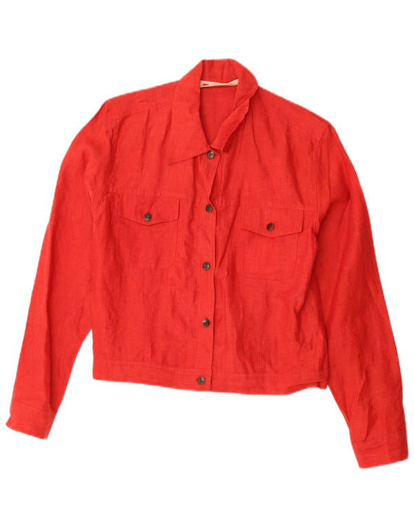 Blunauta pentru femei Crop Loose Fit Bomber Jacket UK 6 XS Red Linen