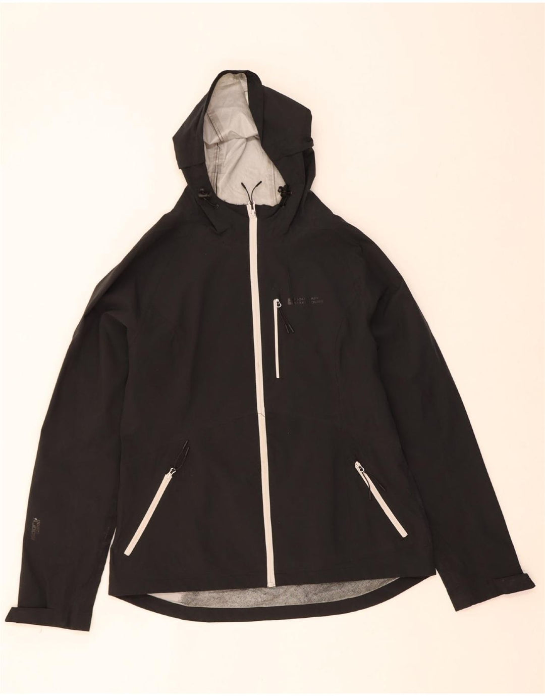 MOUNTAIN WAREHOUSE Womens Hooded Rain Jacket UK 14 Large Black Polyester Vintage Mountain Warehouse and Second-Hand Mountain Warehouse from Messina Hembry 