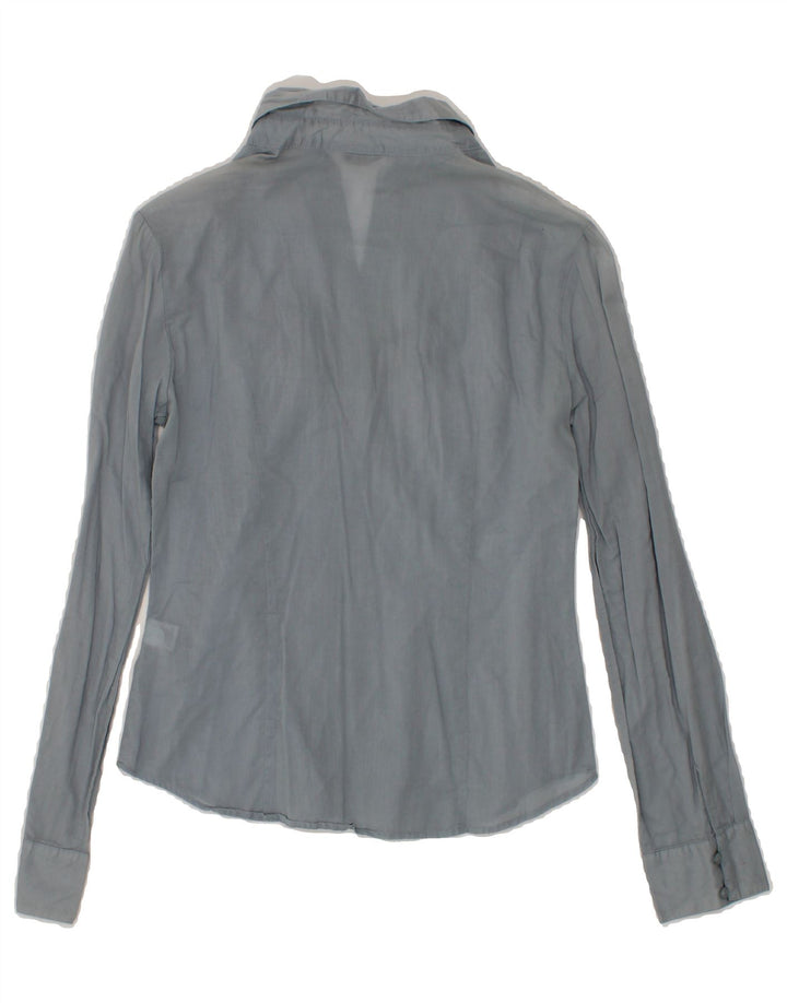 MOSSIMO Womens See Through Shirt UK 10 Small Blue Cotton Vintage Mossimo and Second-Hand Mossimo from Messina Hembry 