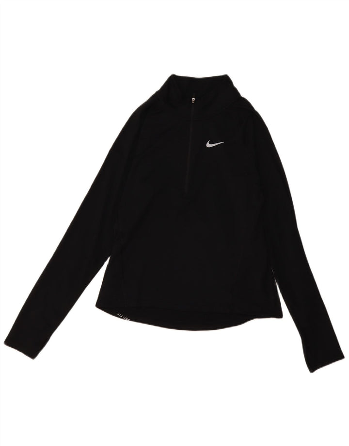 Top de trening Nike Dri Fit Zip Neck Pullover pentru femei UK 10 Small Black