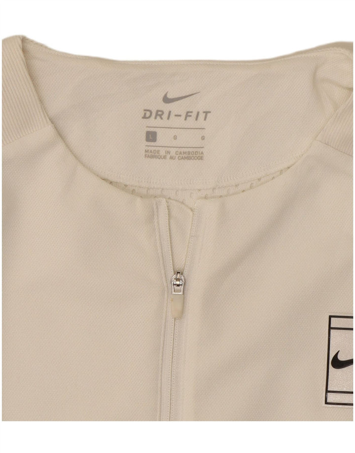 Jachetă de top pentru trening Nike Dri Fit Crop pentru femei UK 16 Poliester alb mare