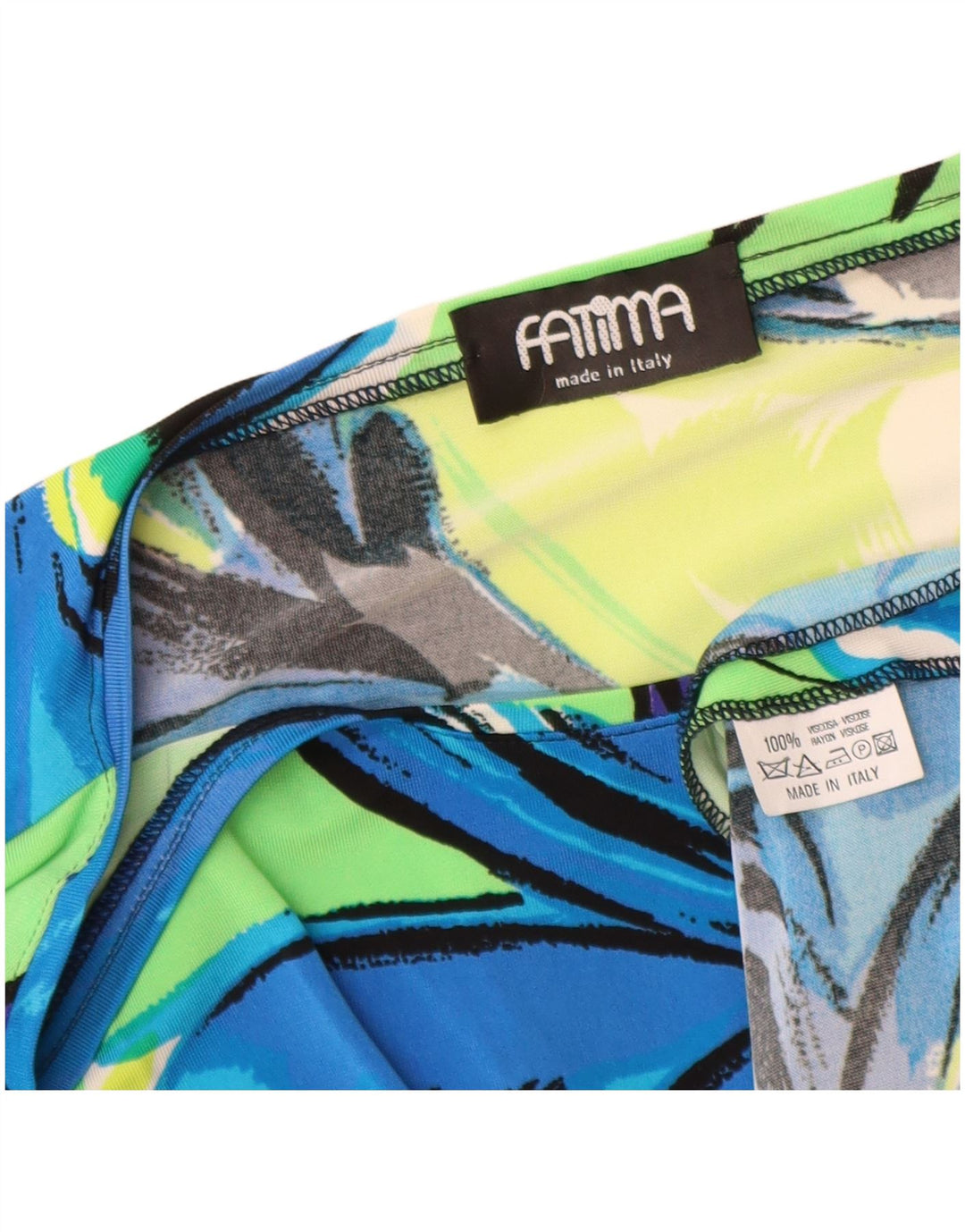 Vintage pentru femei Top mâneci 3/4 UK 12 Medium Multicolor Floral Viscose