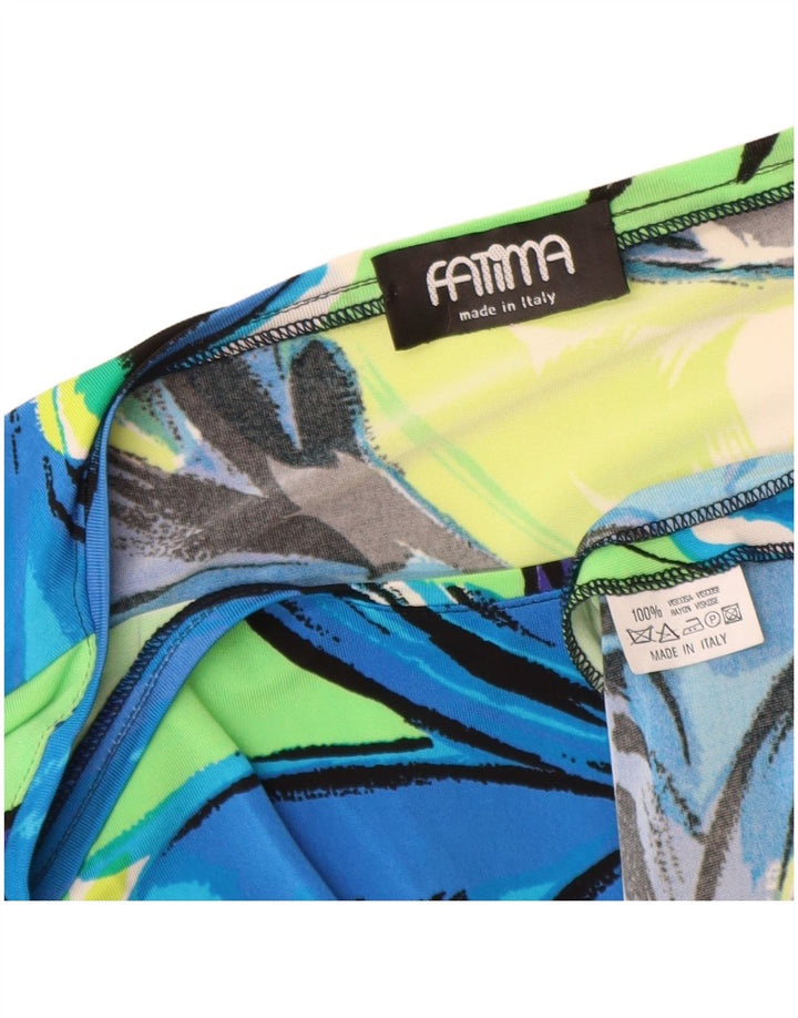 Vintage pentru femei Top mâneci 3/4 UK 12 Medium Multicolor Floral Viscose