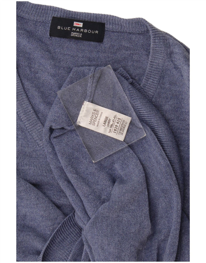 Pulover Marks & Spencer pentru bărbați, Blue Harbour, cu decolteu în V, mare, acrilic, albastru