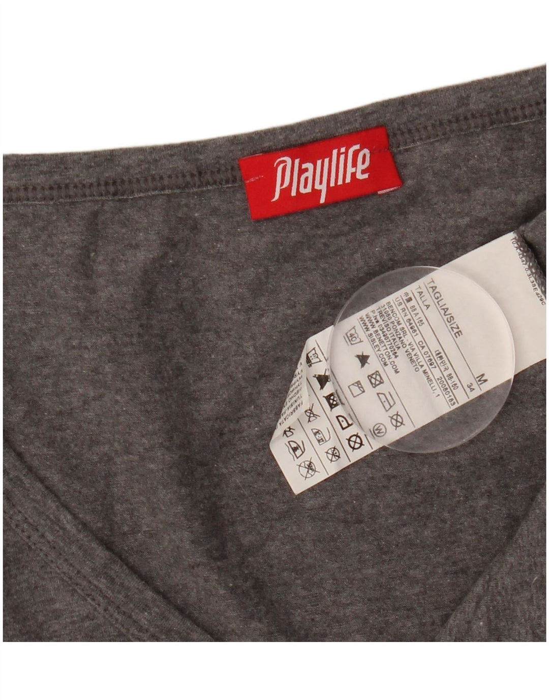 Top pentru femei PLAYLIFE cu mânecă lungă UK 12, bumbac gri mediu