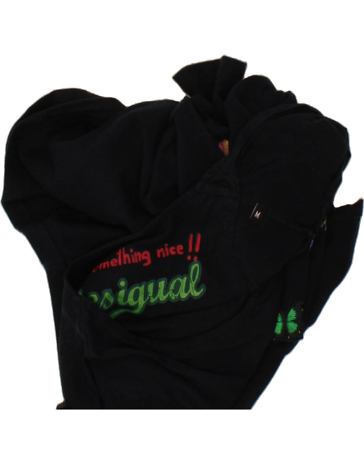 DESIGUAL Womens Graphic Asymmetric Tunic Top UK 12 Medium Navy Blue Vintage Desigual and Second-Hand Desigual from Messina Hembry 