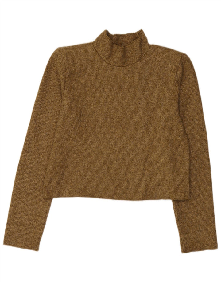 Crop Top pentru femei Zara cu mânecă lungă UK 10, poliester cu pături verzi mici