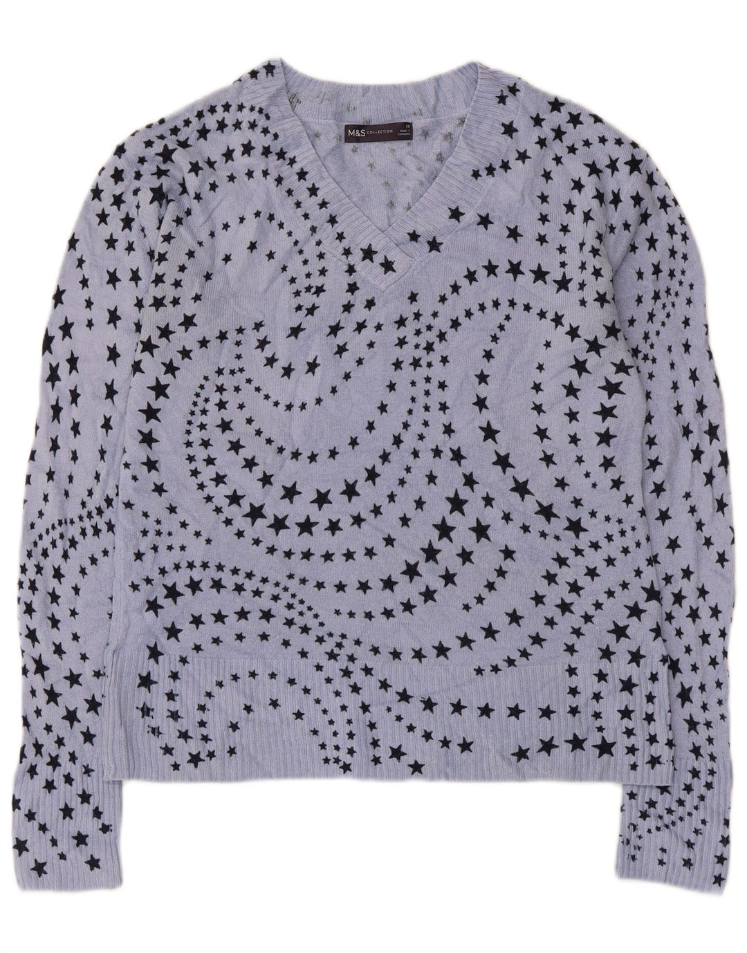 Pulover pentru femei cu decolteu în V cu model abstract de Marks & Spencer UK 10 Mic B