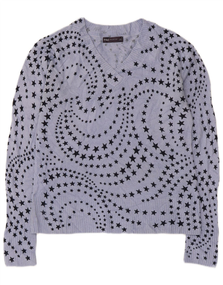 Pulover pentru femei cu decolteu în V cu model abstract de Marks & Spencer UK 10 Mic B