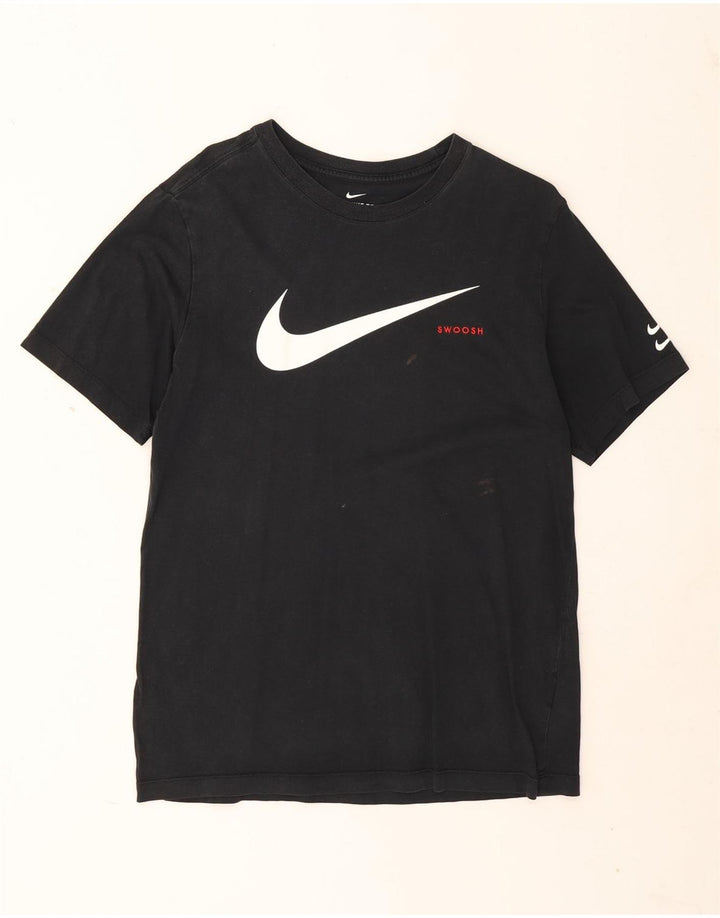 Tricou cu grafic Swoosh Nike pentru bărbați Top mediu din bumbac negru