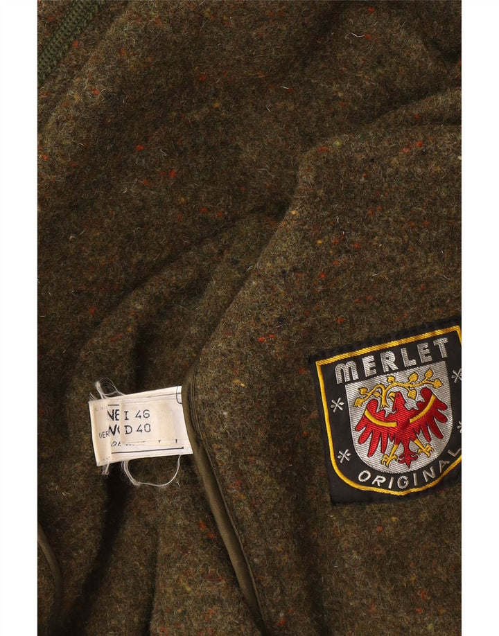 Pardesiu supradimensionat cu glugă pentru femei Merlet IT 46 Lână mare kaki cu pete