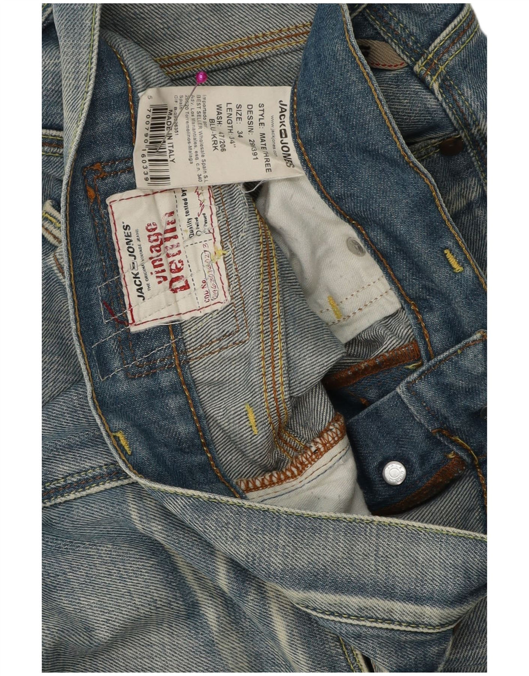 Blugi largi Jack & Jones pentru bărbați W34 L34 bumbac albastru