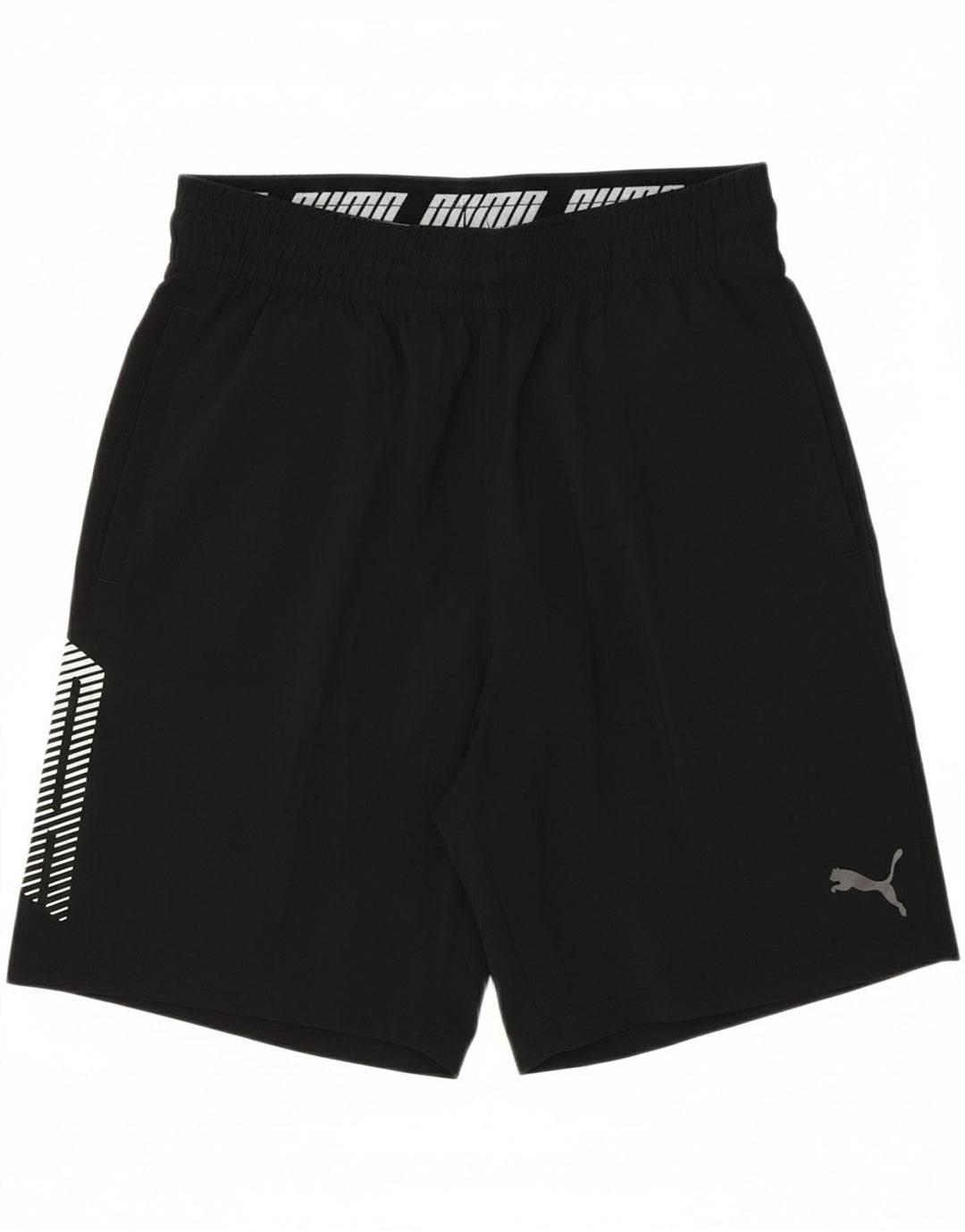 PUMA Mens Graphic Sport Shorts Medium Black Cotton