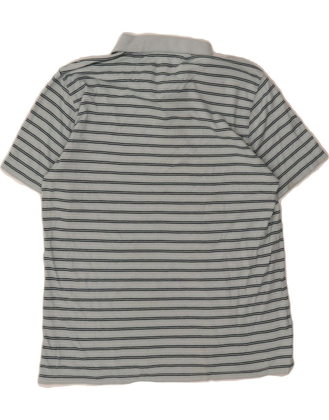 EDDIE BAUER Mens Polo Shirt Large Blue Striped Cotton Vintage Eddie Bauer and Second-Hand Eddie Bauer from Messina Hembry 