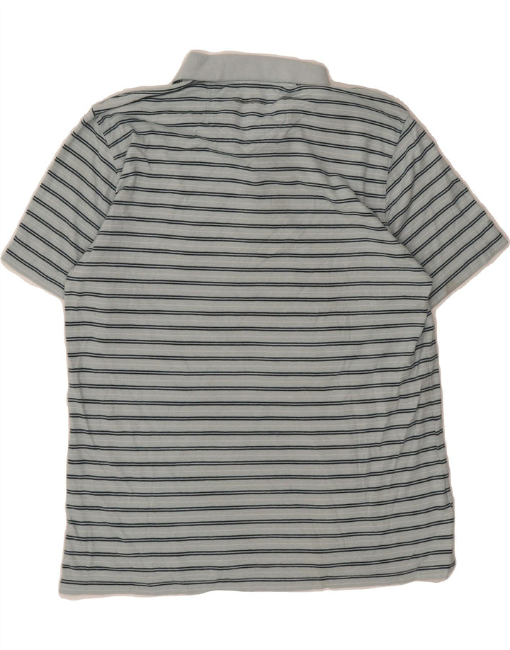 EDDIE BAUER Mens Polo Shirt Large Blue Striped Cotton Vintage Eddie Bauer and Second-Hand Eddie Bauer from Messina Hembry 