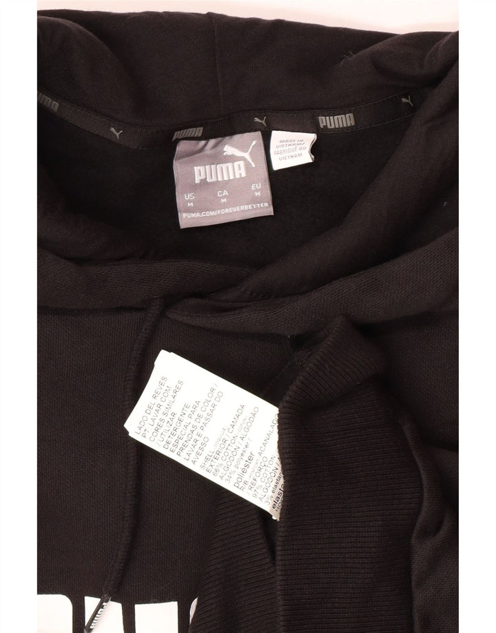 Pulover PUMA pentru bărbați cu glugă grafică, bumbac mediu negru