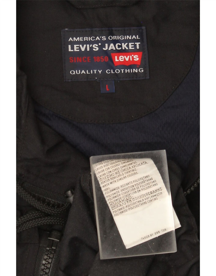 Jachetă de ploaie cu glugă Levi's pentru bărbați UK 40 Poliamidă neagră mare