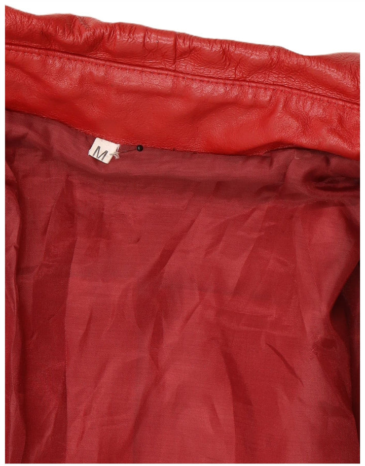 Jachetă de piele vintage pentru femei UK 14, piele roșie medie