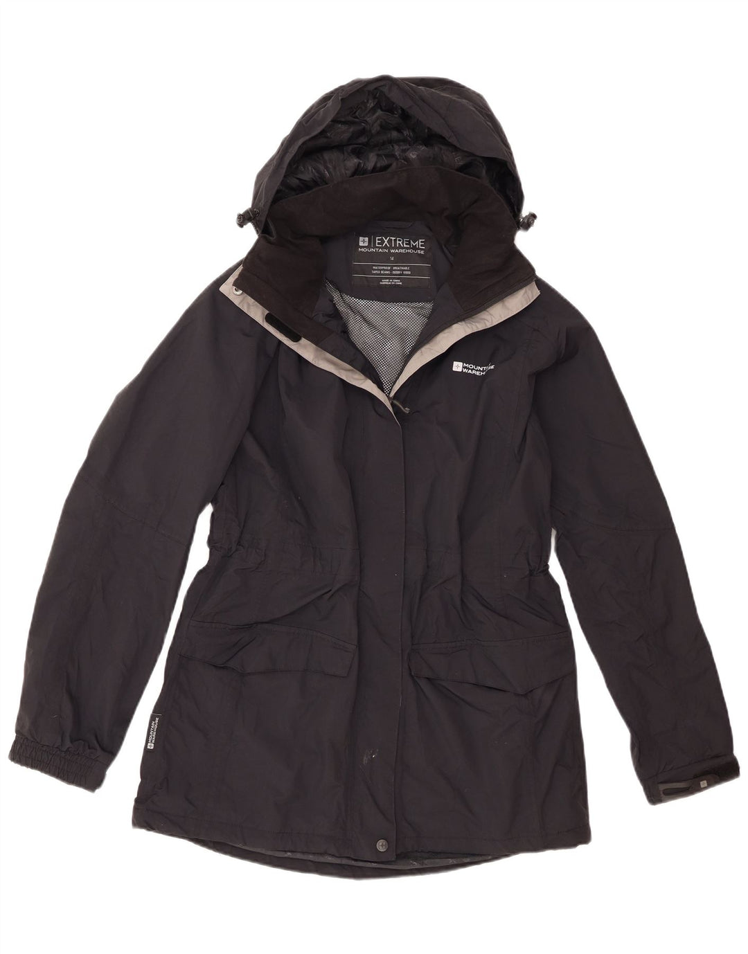 Jachetă de ploaie cu glugă pentru femei Mountain Warehouse UK 14, mare, negru, nailon