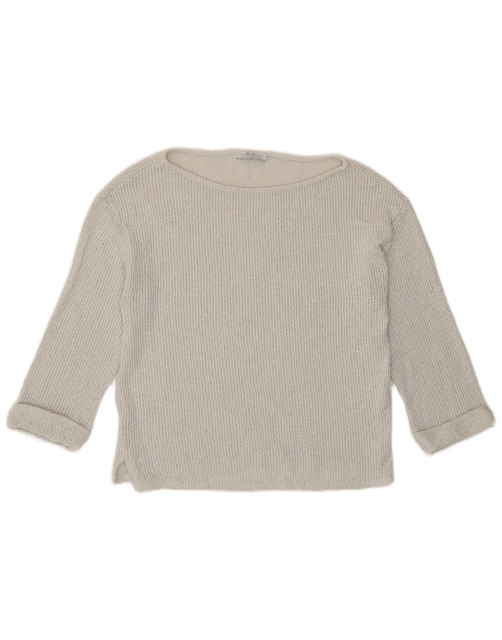 Top femeie Zara cu mâneci 3/4 UK 12, bumbac alb mediu