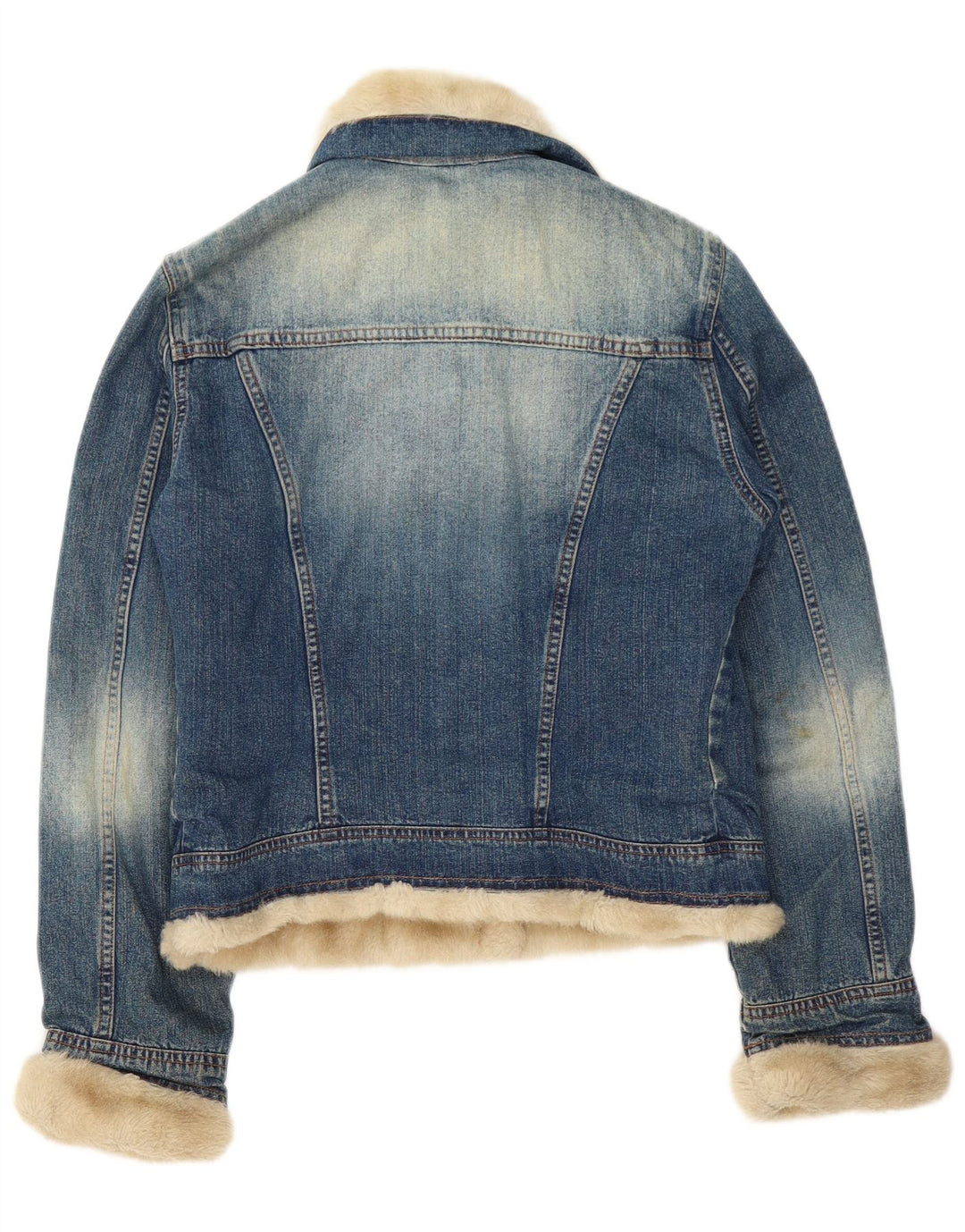 Jachetă de denim Sherpa Liu Jo pentru femei UK 10, bumbac albastru mic
