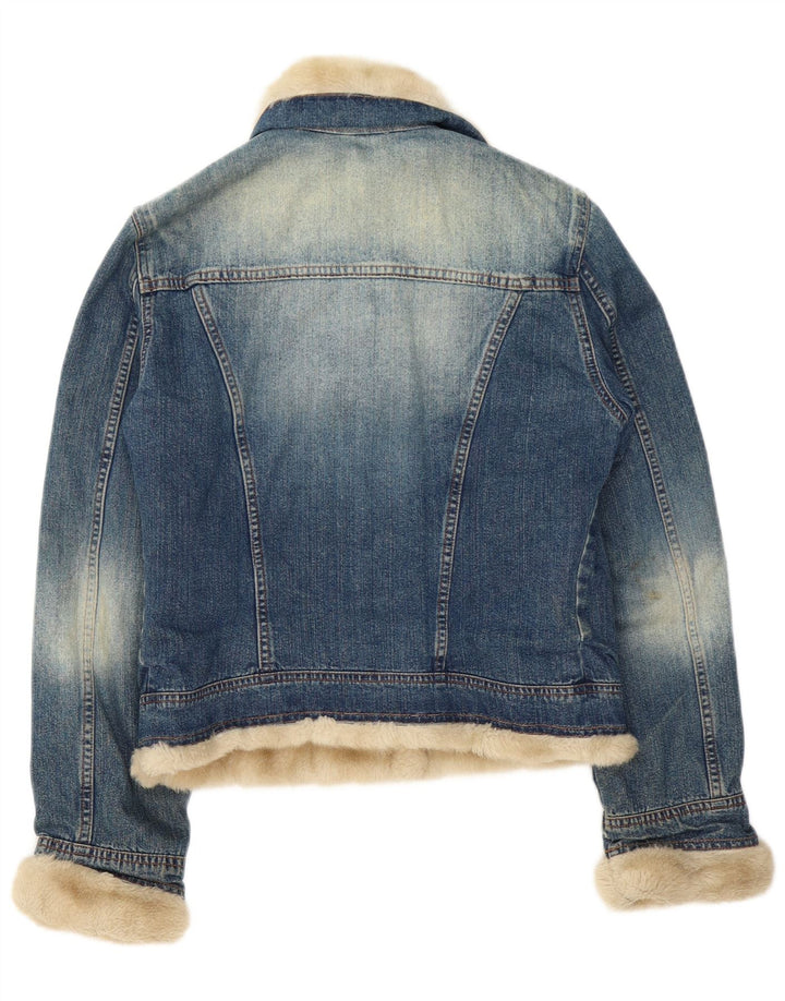Jachetă de denim Sherpa Liu Jo pentru femei UK 10, bumbac albastru mic