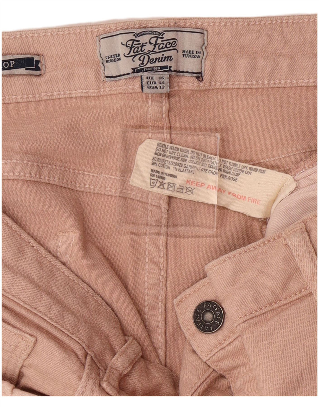 FAT FACE Blugi tăiați pentru femei UK 16 Large W34 L23 Pink Bumbac