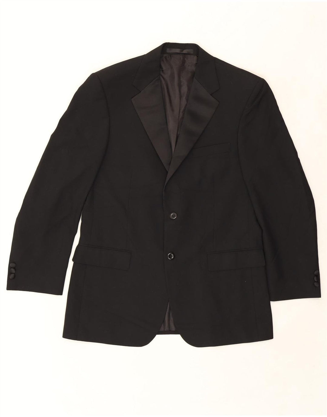 MARKS & SPENCER Mens 2 Button Blazer Jacket UK 40 Large Black Polyester Vintage Marks & Spencer and Second-Hand Marks & Spencer from Messina Hembry 